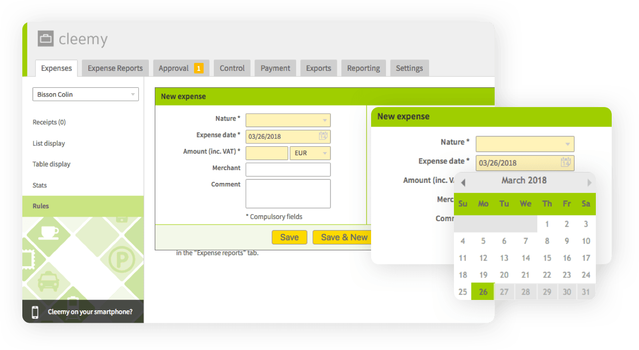 New expense - enter reimbursements