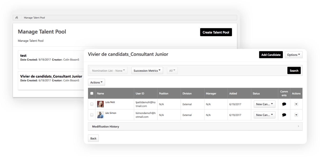 Manage talent pool - abilities and skills