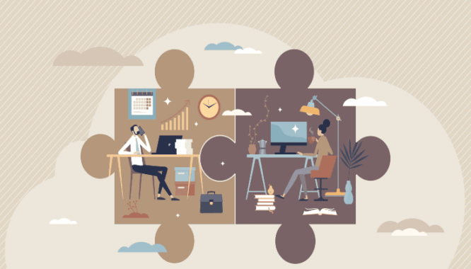 hybrid workforce illustration peoplespheres